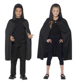 Cape met capuchon zwart kind