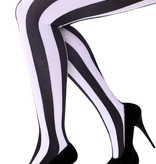 Panty verticale strepen zwart/wit