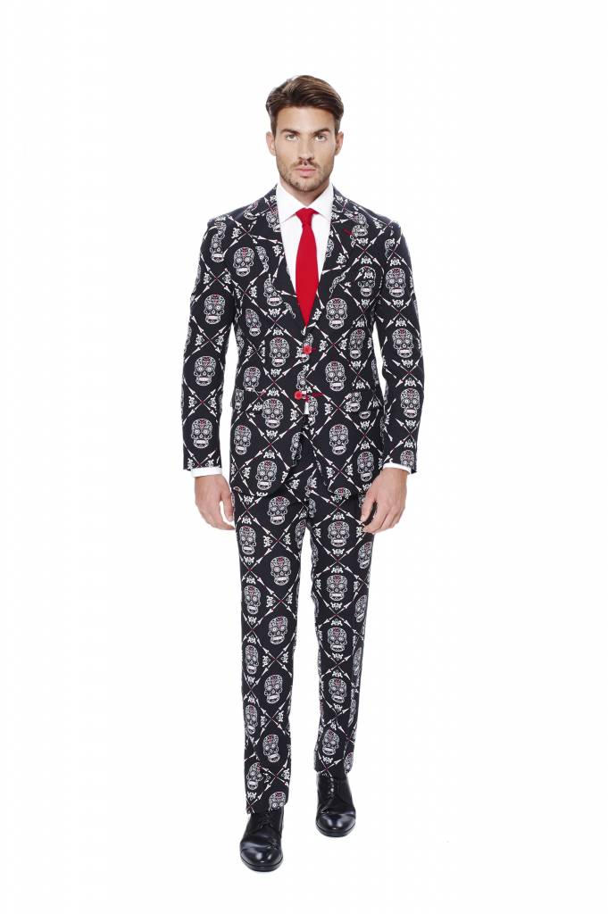 Skelethoofd maatpak Halloween afbeelding
