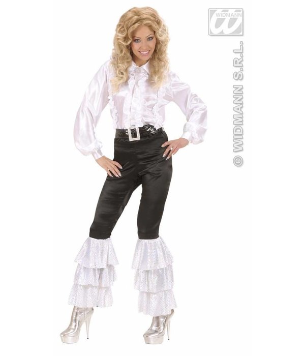 Zwarte broek fluweel met witte pailletten