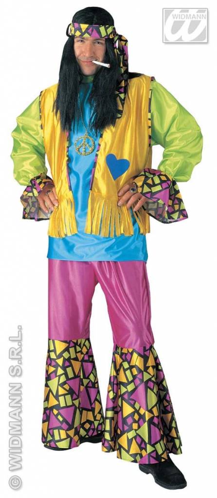 Carnavalskleding: Hippie kostuum man 4-delig Flow afbeelding