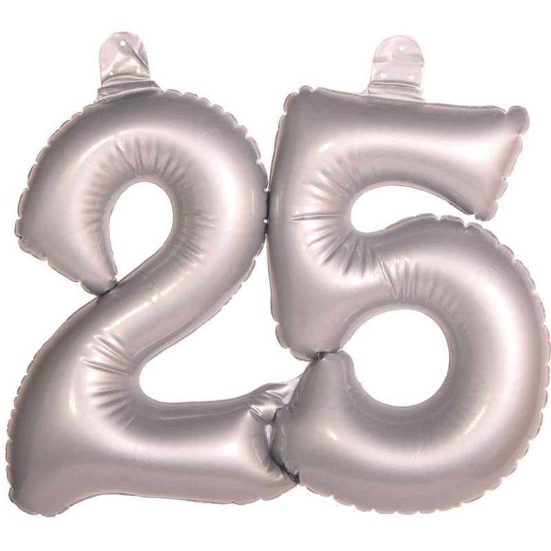Opblaascijfer 25 Zilver afbeelding