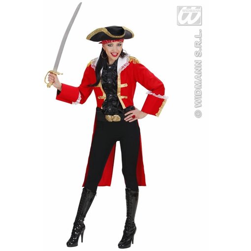 Piratenkapitein vrouw rood