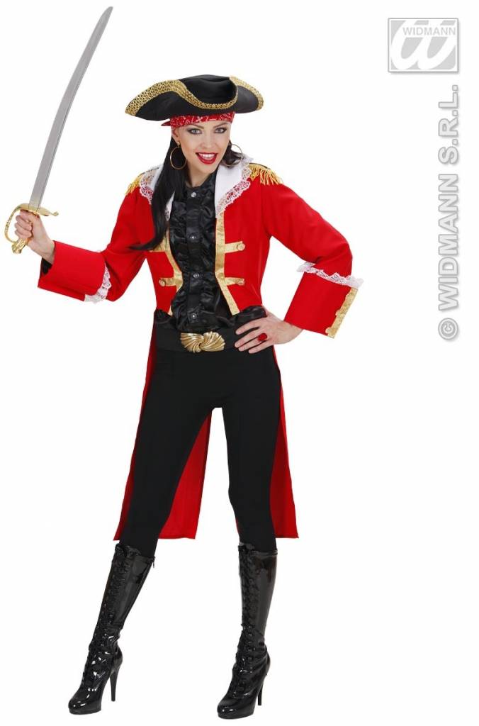 Piratenkapitein vrouw rood afbeelding