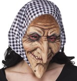 gezichtsmasker Heks met kap zwart/wit