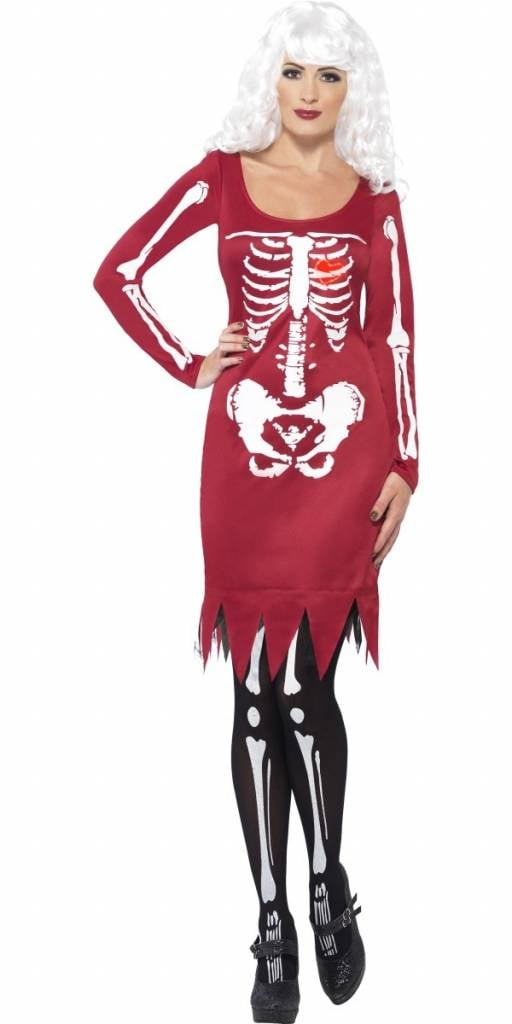 Skeleton beauty kostuum rood afbeelding