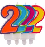 Kaars cijfer 2 in vrolijke kleuren