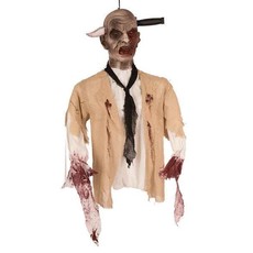 Halloween decoratie Zombie mes door hoofd elite