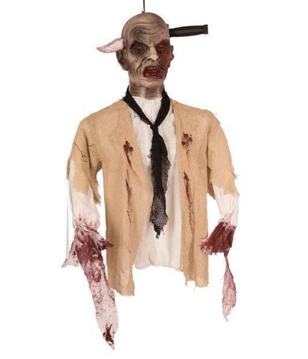 Halloween decoratie Zombie mes door hoofd elite