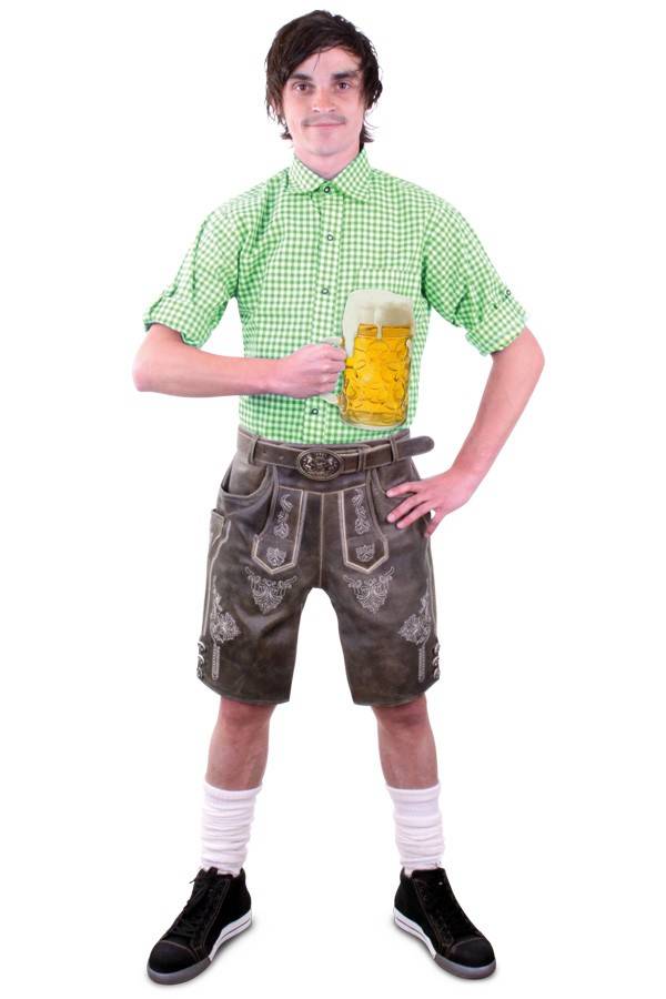 Lederhosen olijf groen deluxe met riem