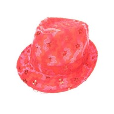 Gangsterhoedje ruche + pailletten rood