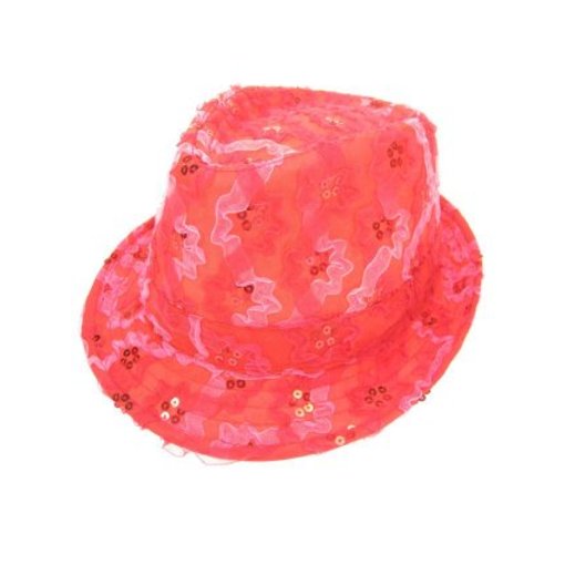 Gangsterhoedje ruche + pailletten rood