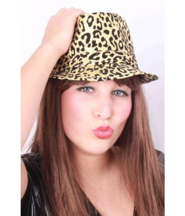 Gangsterhoed met animalprint goud