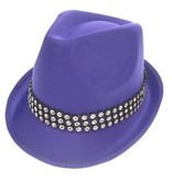 Kojak hoed paars met strass band