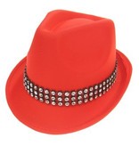 Kojak hoed rood met strass band