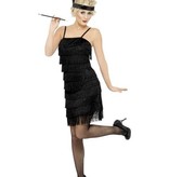 Zwarte Fringe flapper verkleedkleding elite
