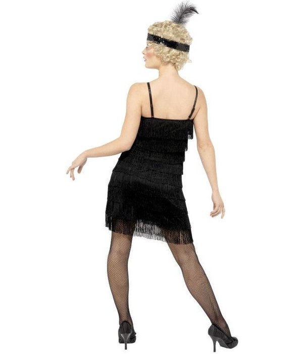 Zwarte Fringe flapper verkleedkleding elite