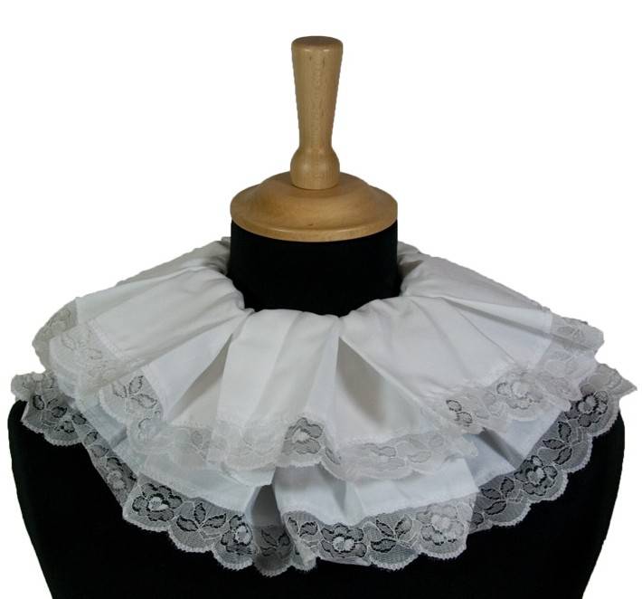 Piet kraag geplooid met kant wit afbeelding