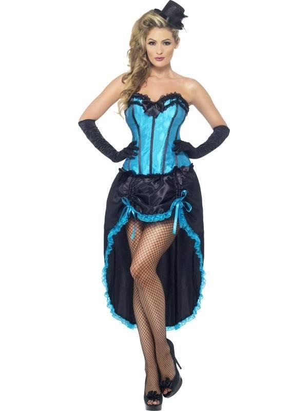 Blauwe Burlesque danseres kostuum afbeelding