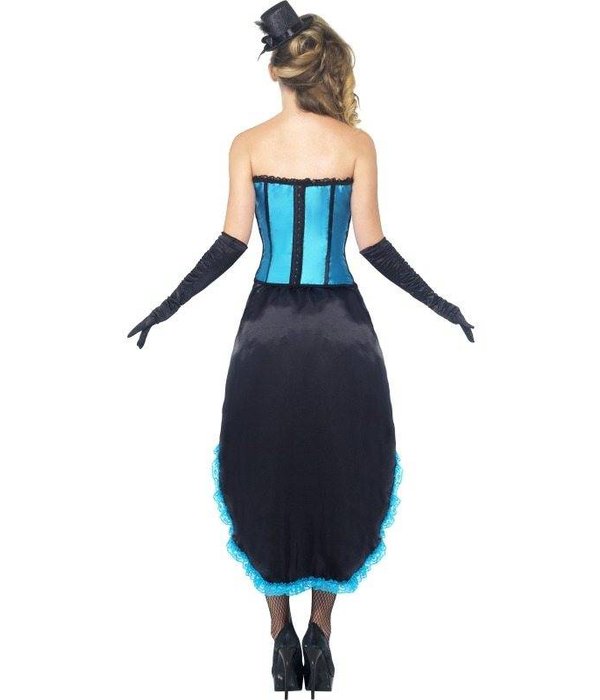 Blauwe Burlesque danseres kostuum