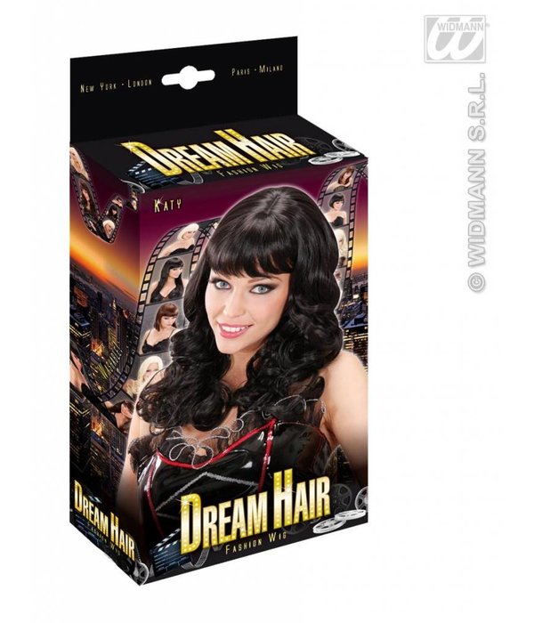 Pruik droomhaar Katy zwart