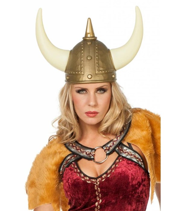 Helm Viking goud met horens