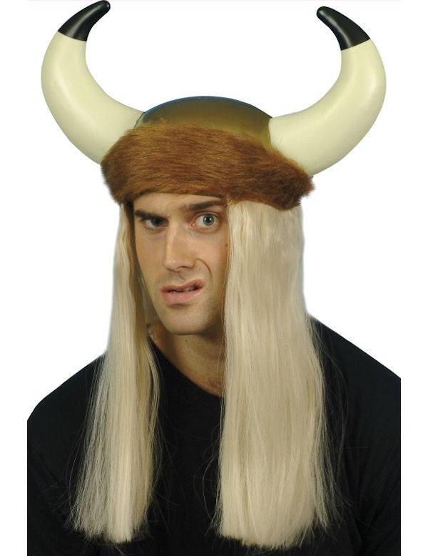 Viking helm met bont en haar
