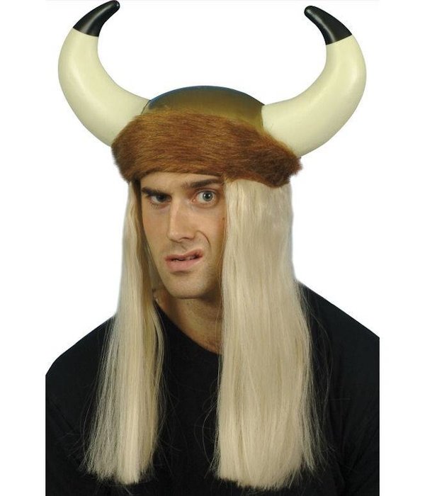 Viking helm met bont en haar