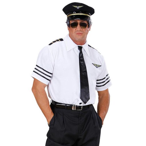 Pilotenshirt met stropdas en pet