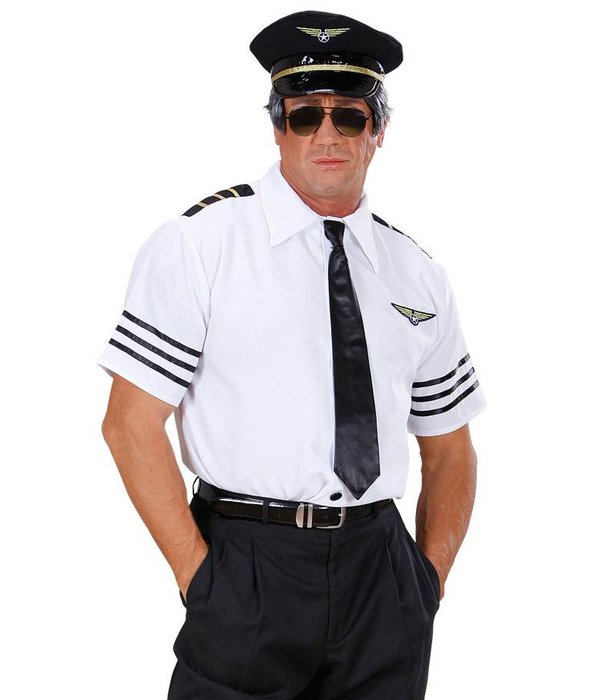 Pilotenshirt met stropdas en pet