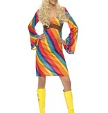 Rainbow hippie kostuum dame