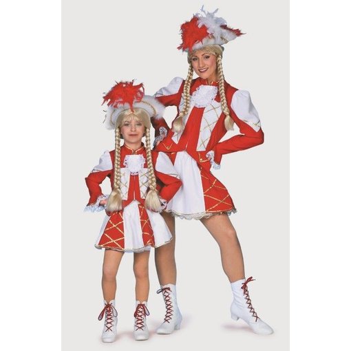 Dansmarietje kostuum kind rood/wit
