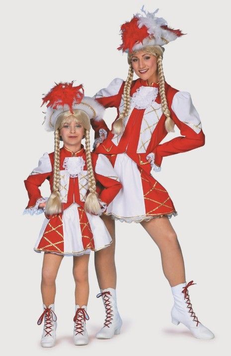 Dansmarietje kostuum kind rood-wit