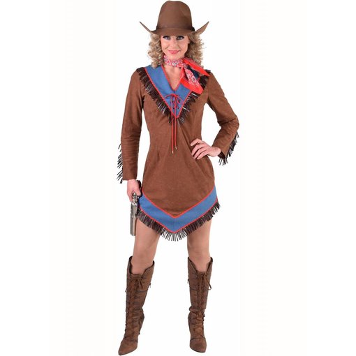 Cowgirl jurk bruin/blauw