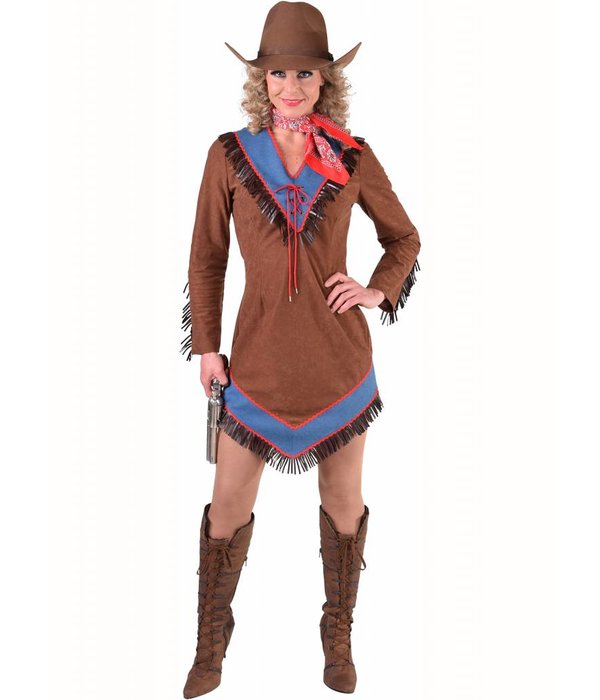 Cowgirl jurk bruin/blauw