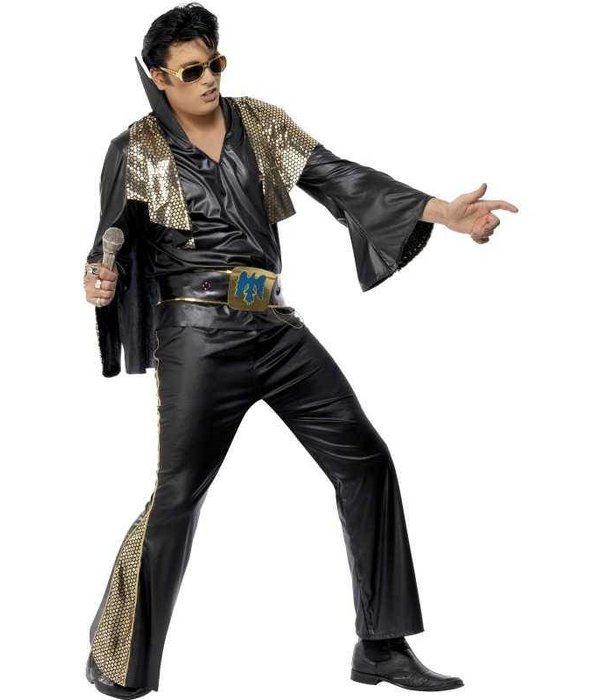 Elvis carnavalspak zwart/goud
