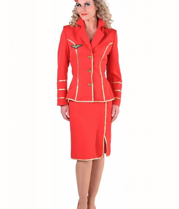 Stewardess kostuum 50's classic rood