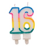 16 Jaar Glitterkaarsjes met 2 houders