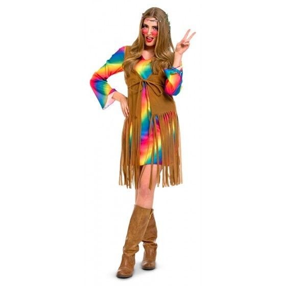 Hippie jurk rainbow 3-delig