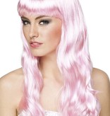 Pruik chique licht roze