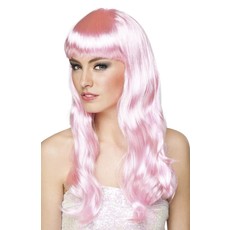Pruik chique licht roze