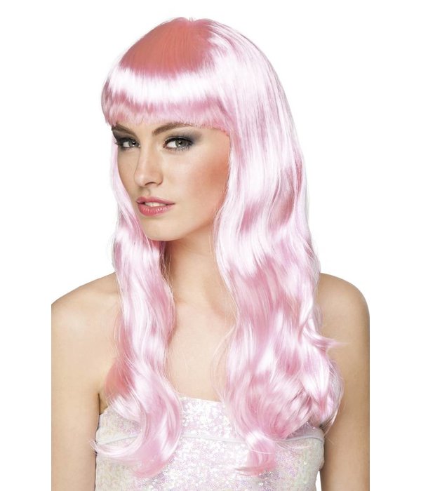 Pruik chique licht roze