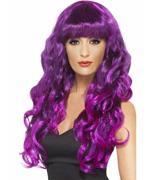 Paarse Lange Siren Pruik