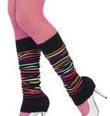 Beenwarmers neon strepen zwart