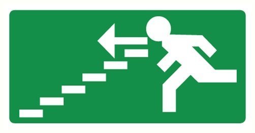 Pikt-o-Norm Veiligheidspictogram nooduitgang links trappen