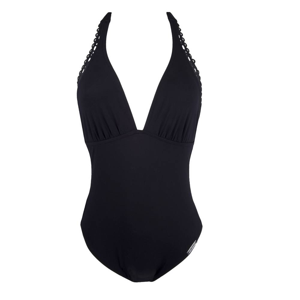 Lise Charmel Swimwear - Ajourage Couture Plunging Back and Front Halter Swimsuit Anis Ajourage