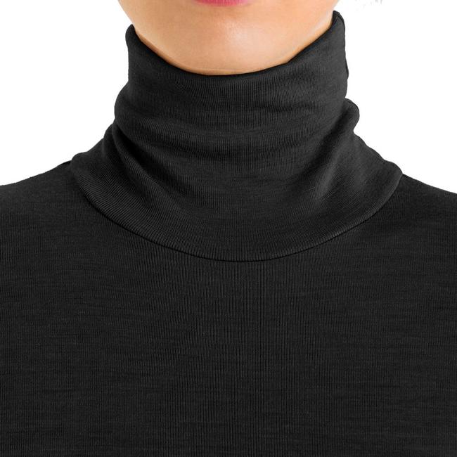 Women's ski underwear HANRO Wool & Silk turtle neck shirt Black 071423