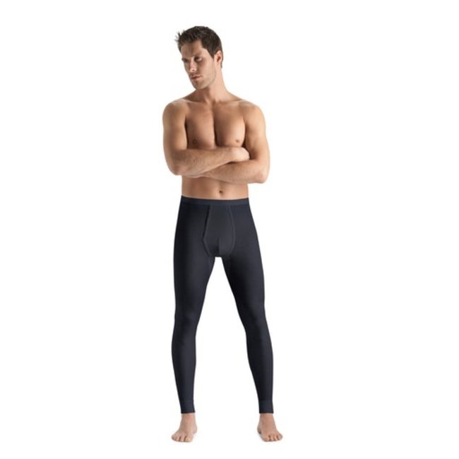 Hanro Men ski-underwear Woolen Silk long leg black 073412