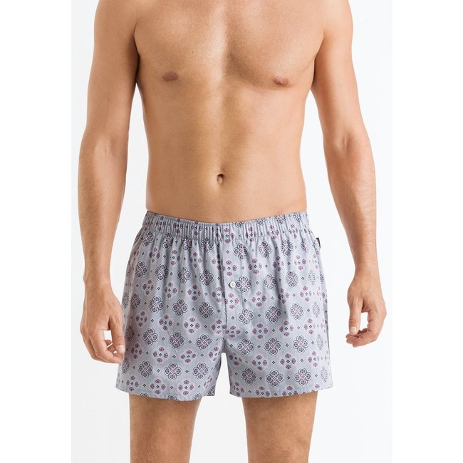Hanro Fancy Woven Boxershorts Heren - Grijs Ornament Dessin (074015)