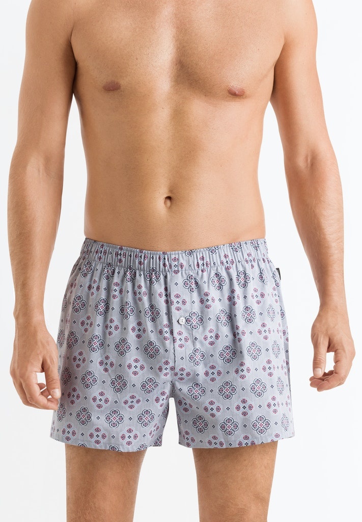 Hanro Heren Fancy Woven boxershorts dessin rond ornament grijs 074015